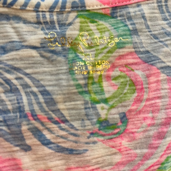 Lilly Pulitzer Etta V-Neck Cotton T Shirt in Havana Cocktail XL - Picture 5 of 7